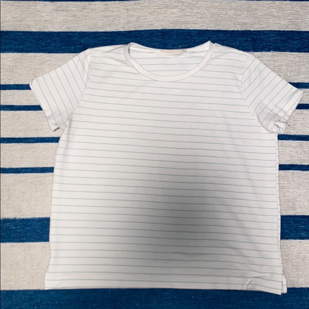 white and green stripe shirt